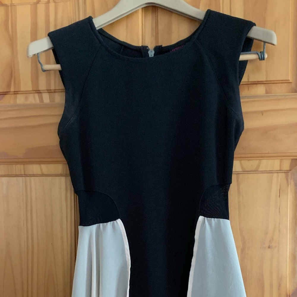 Black Dress with Pink Chiffon Detail